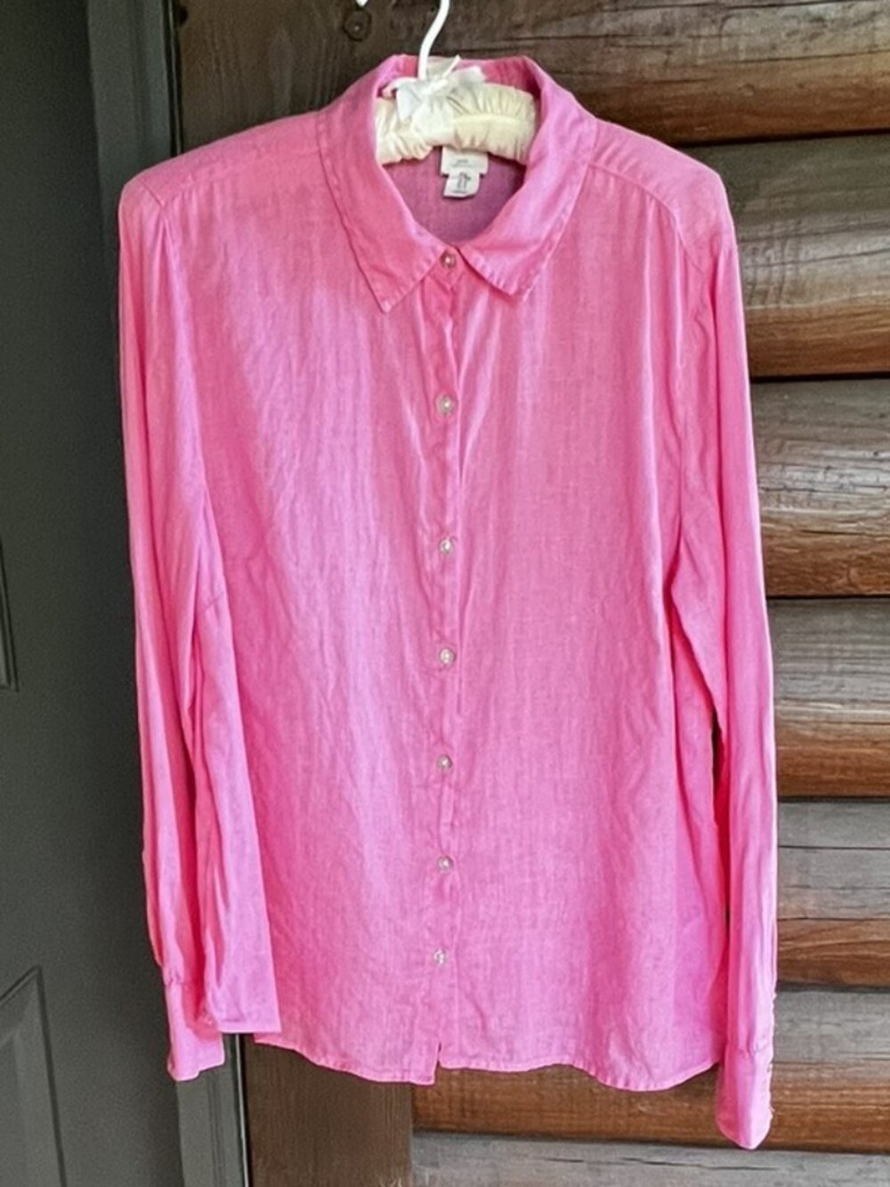 Women's Pink Joie 100% Linen Long Sleeve Button Front Shirt, Size M